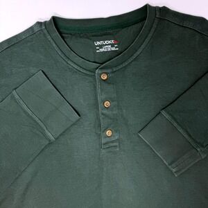 UNTUCKit Veneroso Henley Shirt Mens Large Dark Green Long Sleeve Cotton